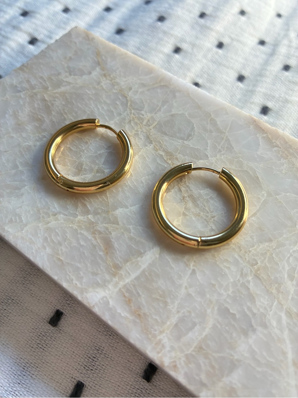 14K Gold Plated Hoop Earrings 24mm | Stainless Steel Hypoallergenic